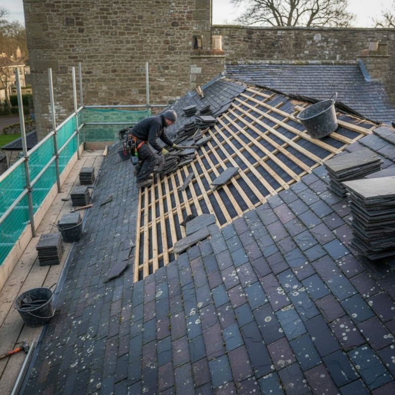 Slate Roof Replacement in Huntington, VT